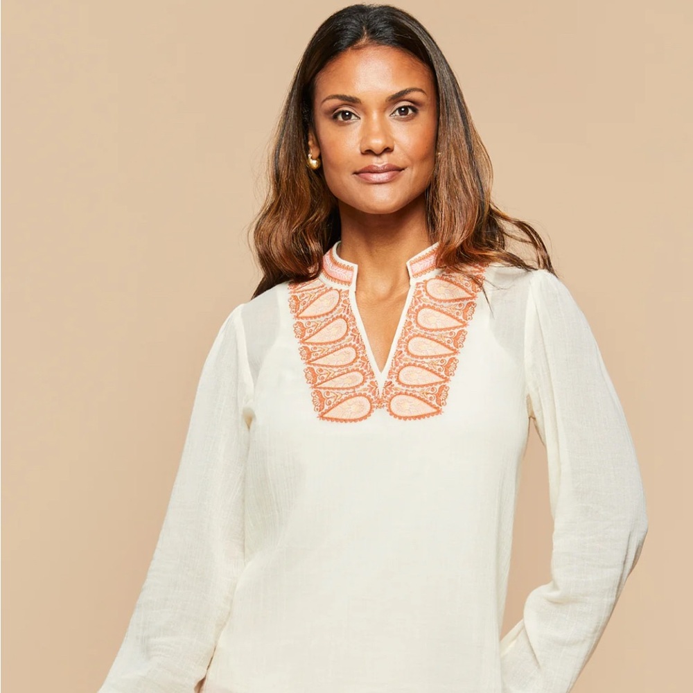 Spartina 449 Embroidered Analyn Blouse Top Size Medium NEW With Tags